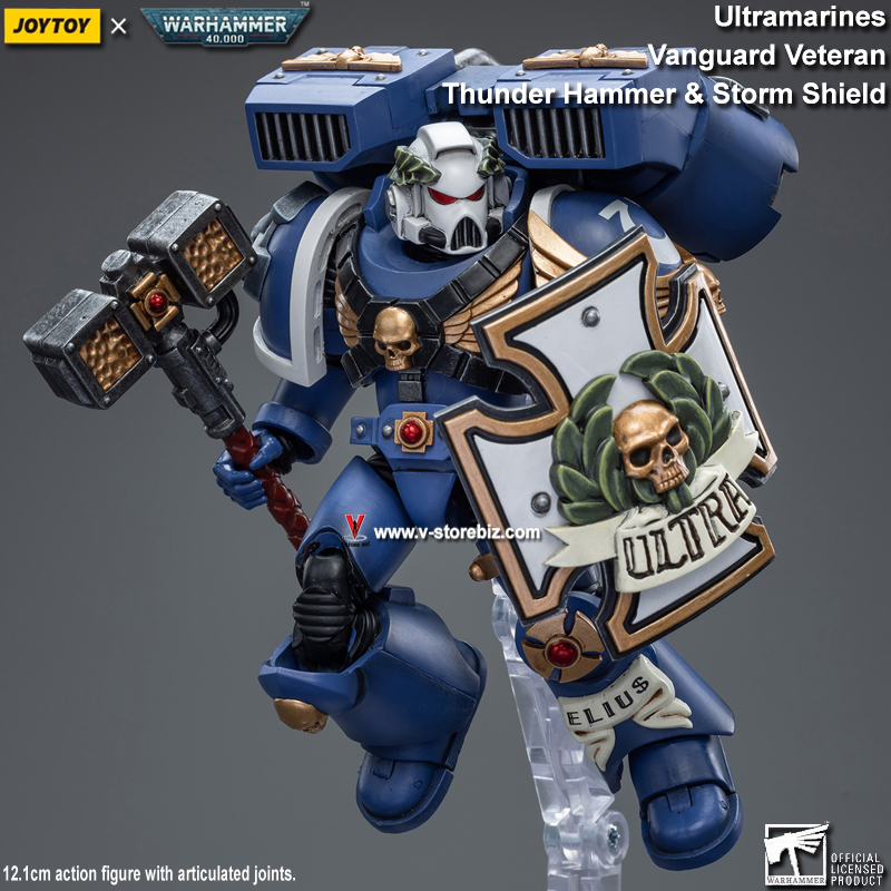 JOYTOY Warhammer 40K: Ultramarines Vanguard Veteran with Thunder Hammer & Storm Shield