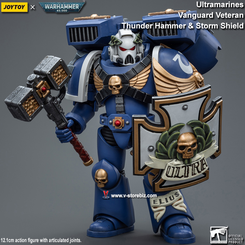 JOYTOY Warhammer 40K: Ultramarines Vanguard Veteran with Thunder Hammer & Storm Shield