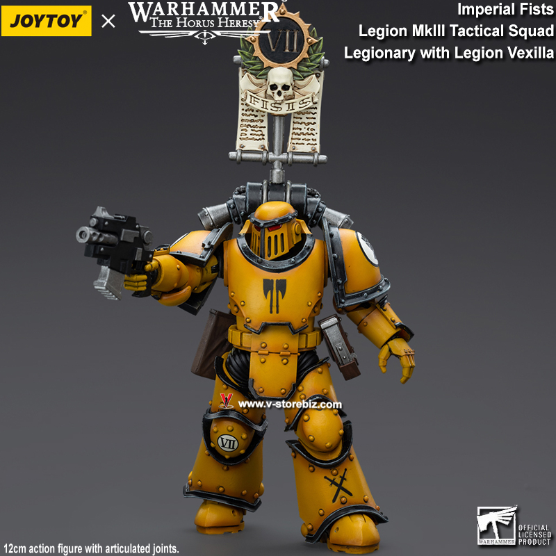 JOYTOY Warhammer 40K:  Imperial Fists Legion MkIII Tactical Squad Legionary with Legion Vexilla