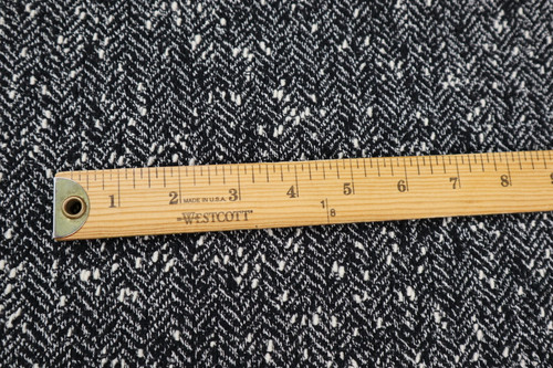 BLACK GREY WOOL TWEED - SOLD BY THE 1/2 YARD