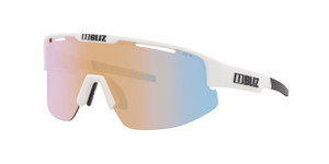 Bliz Matrix Small Nano Optics Nordic Light, Matte White Frame, Coral with Blue Multi Contrast Lens Bliz Matrix Small Nano Optics Nordic Light, Matte White Frame, Coral with Blue Multi Contrast Lens