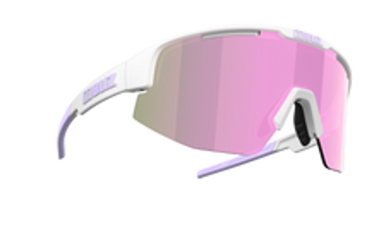 Bliz Matrix Matt White Frame with Purple Logo, Brown with Pink Multi Lens