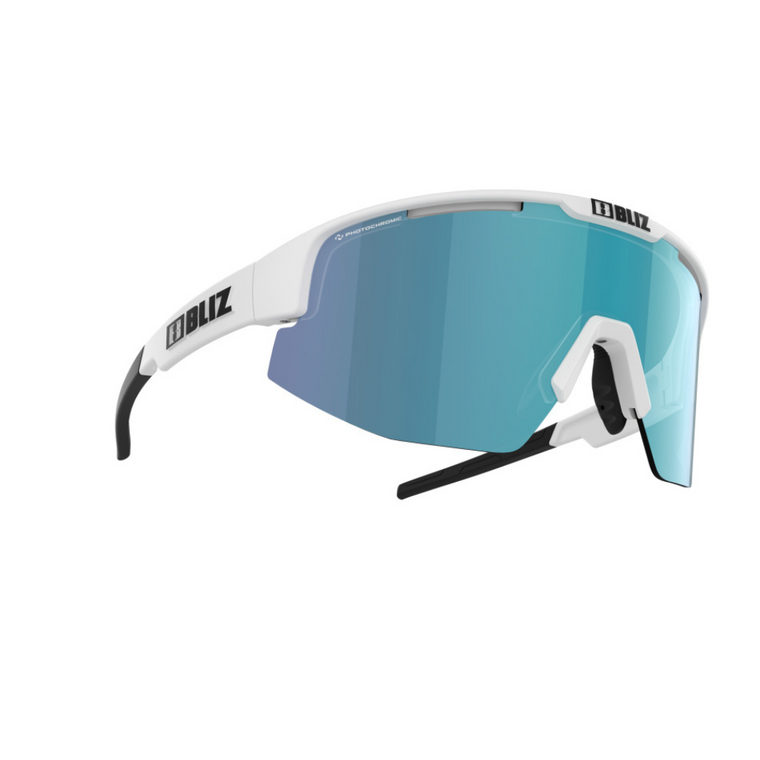 Bliz Matrix Nano Optics, Matte White Frame, Brown with Blue Multi Photochromic Lens CAT 1-3