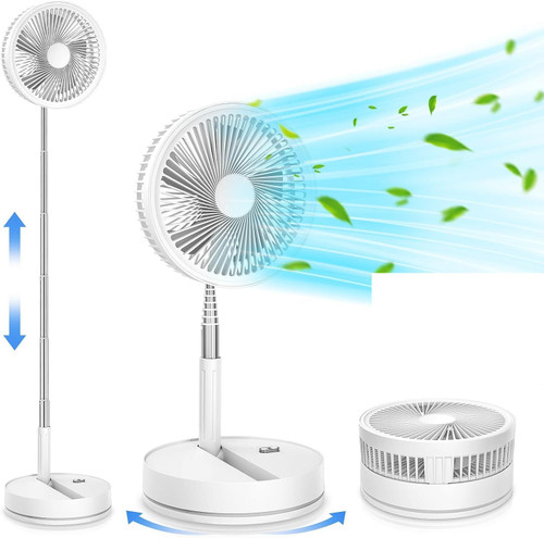 Portable Foldable Retractable Oscillating 9" Fan 7200mah Battery usbC NR pd 20z