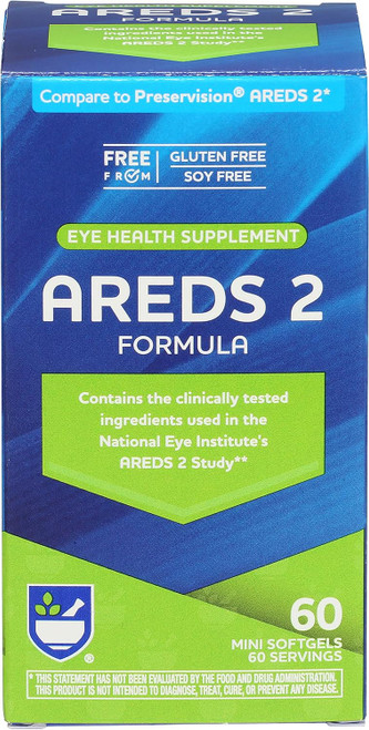 60ct Rite Aid AREDS 2 Formula, Eye Health Supplement FRESH Exp. 12/25 10z