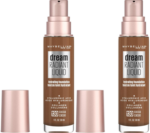 2-Pack Maybelline Dream Radiant Liquid Foundation Makeup, 130 Cocoa, 1 fl oz 11z