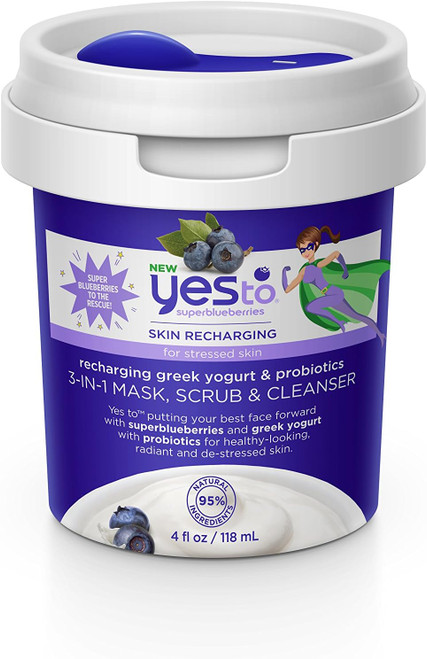 4oz YesTo Super Blueberries Recharging Yogurt & Probiotics 3-in-1 Mask Scrub 11z 4oz YesTo Super Blueberries Recharging Yogurt & Probiotics 3-in-1 Mask Scrub 11z