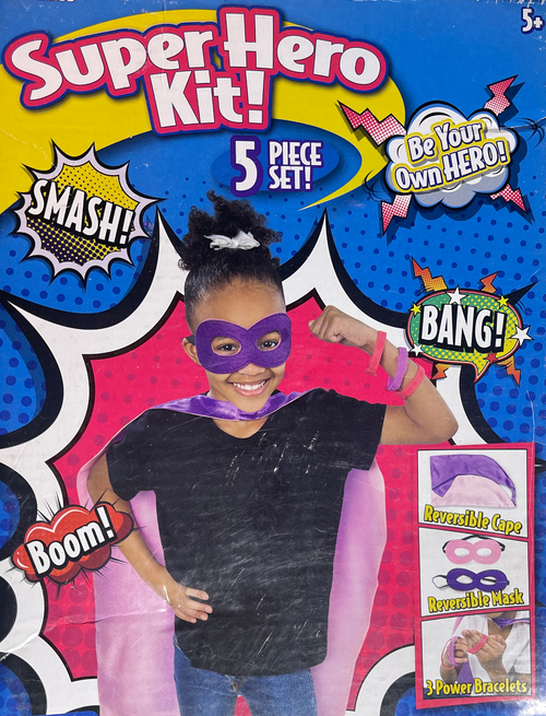 5 Pc Super Hero HALLOWEEN Kit Pink Purple Reversible Cape-Mask-3 Bracelets 11z 5 Pc Super Hero HALLOWEEN Kit Pink Purple Reversible Cape-Mask-3 Bracelets 11z