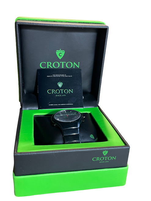 Black Croton CN 307281 Ceramic Case band Japan Water Resistant Watch bz 17z