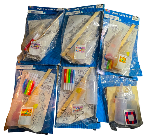 6pk TIE DYE KITS - 5 Canvas Flag & 1 Wood Frame - For Parties Classroom 10z