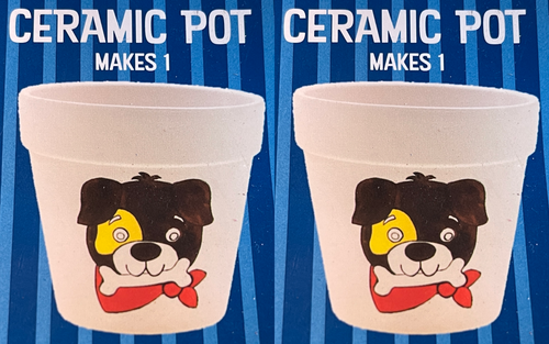 2pk PUPPY Ceramic Pot Painting Kit - SOOO CUTE!   - For Parties Classroom 16z