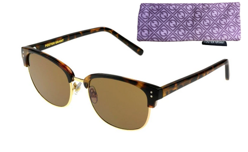 Foster Grant Sunglasses Tortoise Gold Delaney with FREE Case, 100% UVA UVB  10z