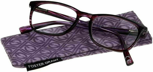 Magnivision Foster Grant Purple Elana Women’s Reading Glasses w/Case 2.75 10z