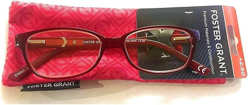 Foster Grant Evalina Wine Colored Women Reading Glasses + 1.25 With Case  10z