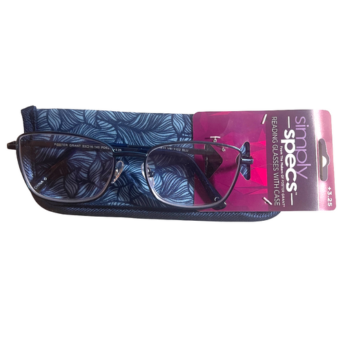 Foster Grant SIMPLY SPECS VRL2102 BLU +3.25 Reading Glasses BLUE w/Case 10z