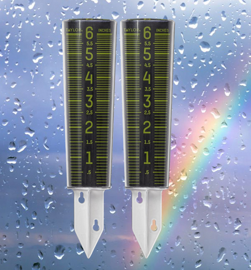2pk Taylor 6" Precision Products 5288423 Glow In Dark Rain Gauge, Bk+Green 10z