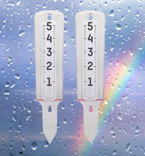 2pk Taylor 2730 Clearvu Rain Gauge w/Float Red Ring 5" Rainfall Outside Use 12z