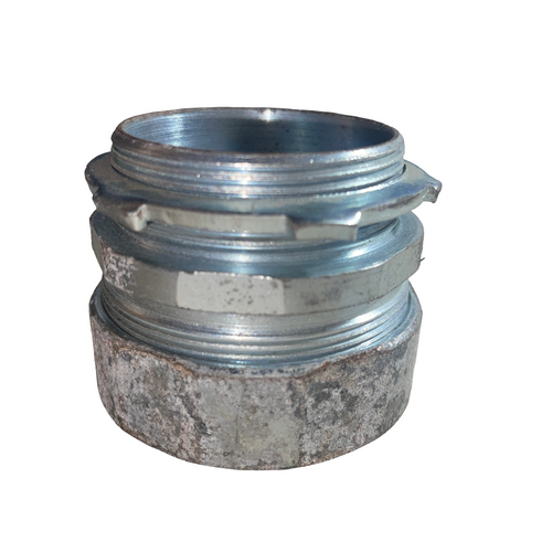 2" Trade Size Galvanized Steel Compression EMT Connector w/ Locking Nuts pd 12z