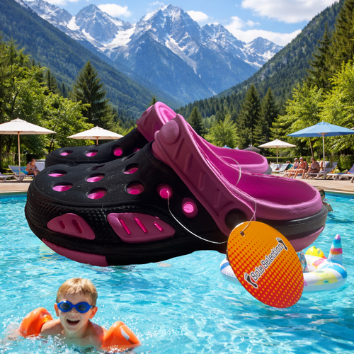 Gorgeous SOLE SELECTION Pink & Black Clog Sandals Water Shoes for Kids 11z