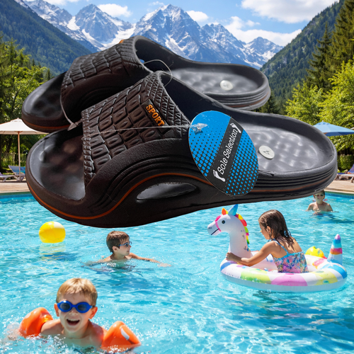 Gorgeous SOLE SELECTION Gray w/Orange Stripe Clog Sandals Kids Water Shoes 11z