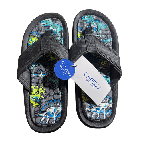 Boys's Size 1/2 CAPELLI NEW YORK Black Sandals w/Dinosaur Insole w/TAGS 13z