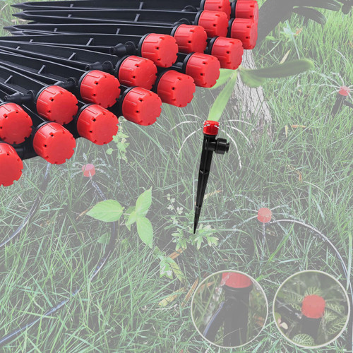 100pcs Drip Irrigation Emitter 1/4" Garden Drip Watering System 360° Adjust 18z