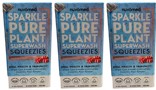 3pk Nuvomed SPARKLE PurePlant SuperWashSQUEEZIES PeppermintFlavor ORALHEALTH 13z