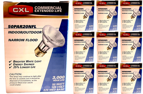 9pk (3 New/6 used) CXL 50PAR20NFL Comm/Res Narrow Flood, Indoor / Outdoor 22z