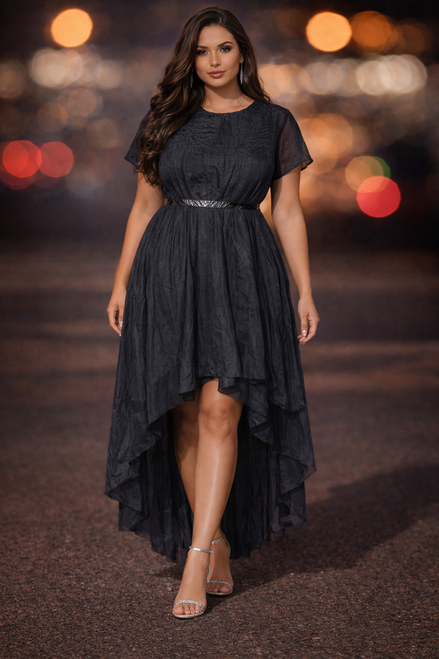 Size XL - Women's Black Tulle High Low Layered Fairy Cocktail Party Dress pd 18z