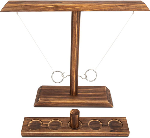 Ring Toss: Adults Hook+Ring Game, Indoor/Outdoor, WOODEN-for Bars/Home/Party 18z