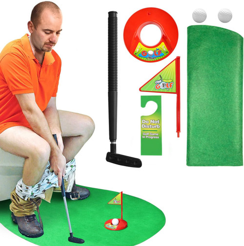 HuoBi TOILET GOLF-Perfect Putting Game for Avid Golfers+DO NOT DISTURB Sign 12z