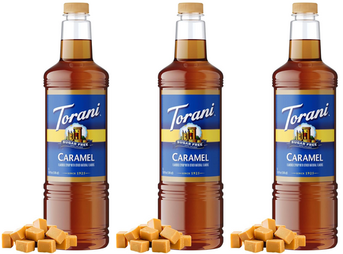 3-PACK Torani Syrup, Classic Caramel, SUGAR-FREE, ZERO CALORIES, 25.4 Ounces 18z