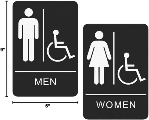 UNISEX Restroom Signs Business-ADA Compliant BRAILLE Bathroom w/2-SIDE TAPE 15z