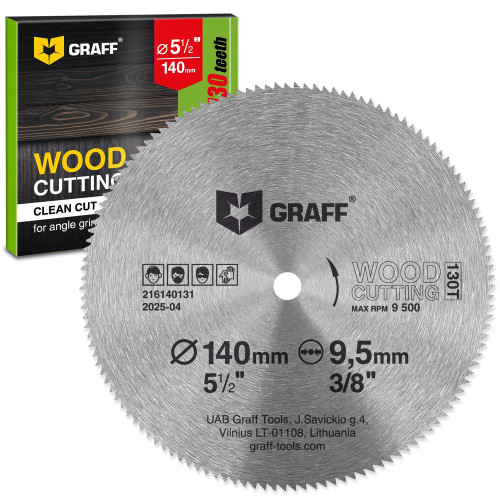 Graff 5-1/2 Inch (140mm) Carbon Steel Circular Saw Blade Disc 3/8" 130T 12z