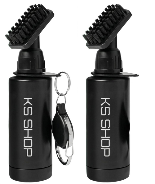 2pk Golf Club Brush Cleaner/Water Bottle Holds 4oz Water & 45cm Retract Clip 11z