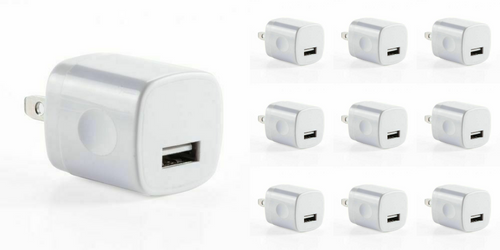 10pk Pro 5W 5.0V USB 1.0 amp Wall Charger compatible w/iphones 4-15, Android 18z