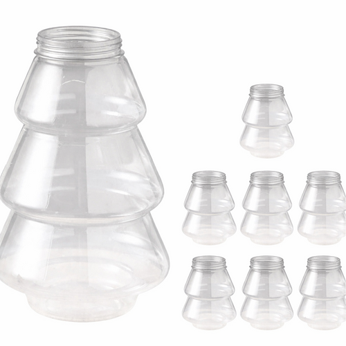 8pcs 500ml Christmas Containers, 5" Clear Plastic Christmas Tree Candy Jars 18z