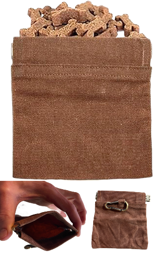 Magnetic 4.5x4.5" Treat Holding Bag for TRAINING w/Belt Clip+SNAP SHUT HINGE 11z