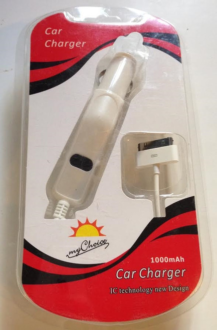 My Choice White 1000mah Car Charger Compatible with iphone 3, 4, older ipads