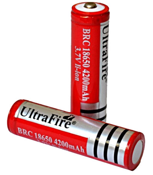 Two 18650 3.7v 3000mAh ULTRAFIRE button-top batteries