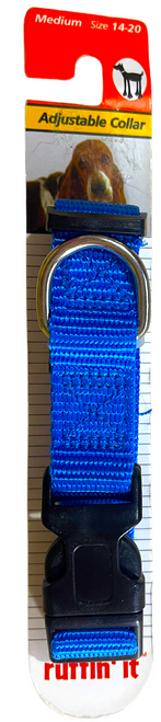 ruffin 'it Blue Medium Size Adjustable Dog Collar - 13/16" wide - 14"-20" Neck