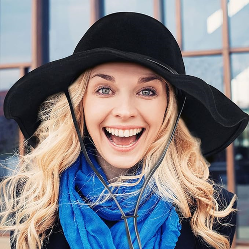 FEMSÉE PARIS Floppy Fedora Hats for Women 100%Wool Wide Brim Felt Easter 15z