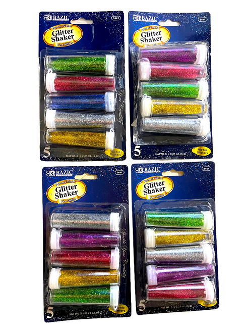20-Pack Glitter Shakers - Green, Gold, Silver, Purple, Red - Art Projects 15z