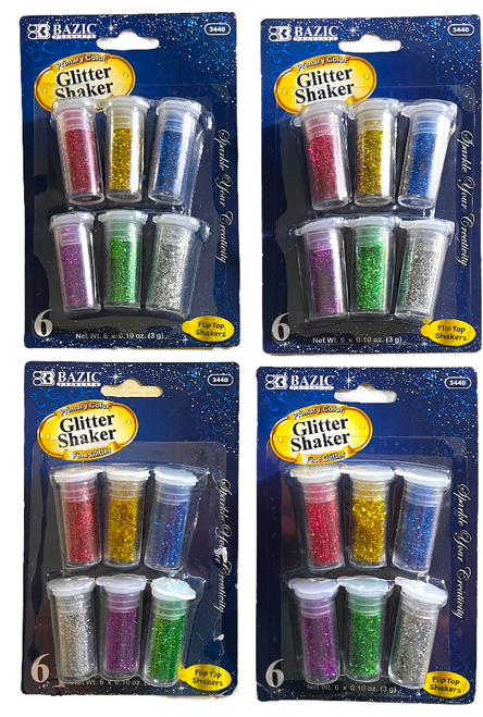 24-Pack Glitter Shakers/Green, Gold, Silver, Purple, Red, Blue/Art Projects 15z