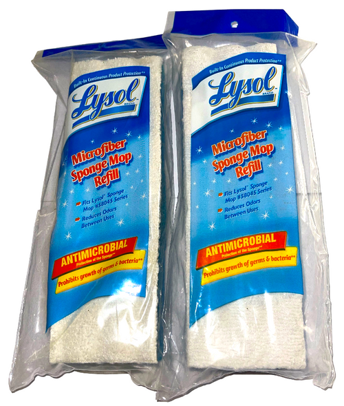 2-pk Lysol Microfiber Blue Sponge Mop Refill for 58045 Series- Reduces Odors 14z