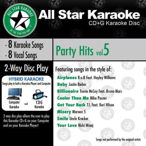 2009 All Star Karaoke/Party Hits Volume 5 - 8 Songs Karaoke/Vocal  - ASK-827 12z