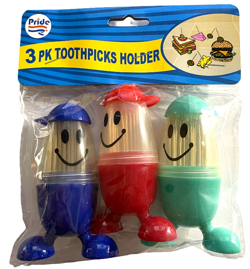 3-PK SUPER-CUTE Toothpick Holders w/Rotating Baseball Cap + FREE Toothpicks 13z