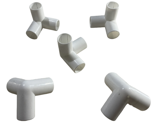 5-pk PVC Fittings 3-Way Elbows - Approximately 22mm inside Furniture Grade / 15z