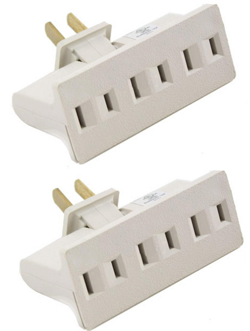 2pk 3-Outlet AC Power 2-Prong Swivel Light Wall Tap Adapter UL Listed Ivory /10z