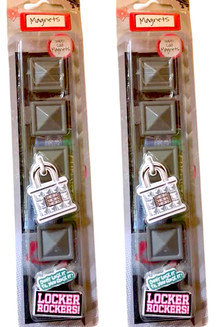 TWO 4-packs Locker Rockers! Gray Square Magnets - Super Strong - 12z